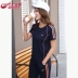 Cheng Demei 2018 hè mới chạy bộ đồ thể thao nữ giản dị cỡ lớn quần cotton phù hợp với tay ngắn - Thể thao sau bộ quần áo the thao nữ adidas mùa đông Thể thao sau