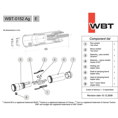 Немецкий оригинал WBT 0152AG 0152 Серебряная версия серебряной серебра