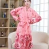 Coral flannel áo hai mảnh áo choàng tắm cho phụ nữ treo váy ngủ mùa đông dày đồ ngủ dài dịch vụ nhà