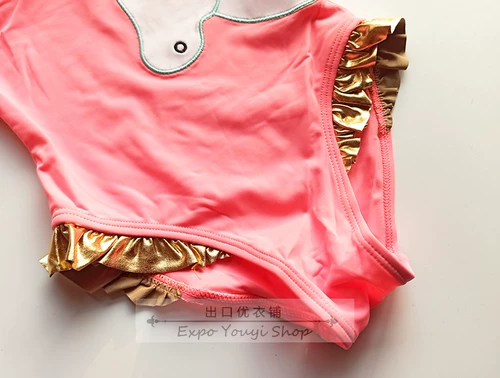 Выйдите из Meijan Flayd ** DLES3-6-летняя девочка с купальными апельсиновыми лапшами, трехмерной ткани, вышитой единорог