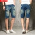 Mùa hè phần mỏng quần short denim nam triều năm quần của nam giới lỏng kích thước lớn bảy quần Hàn Quốc phiên bản của quần quần áo nam đẹp Cao bồi