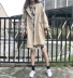 Đầu mùa thu của phụ nữ Hàn Quốc phiên bản của đoạn dài lỏng phù hợp với cổ áo một nút áo gió dài tay áo giản dị jacket coat triều Trench Coat