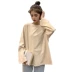 Mùa xuân nữ phiên bản Hàn Quốc của đoạn cơ bản đơn giản màu lỏng lẻo hoang dã chạm đáy áo sơ mi dài tay giản dị áo thun mỏng