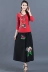 Mùa thu mới phong cách quốc gia của phụ nữ áo thêu dài tay t-shirt nữ phong cách Trung Quốc thêu kích thước lớn in ấn đáy áo Áo phông