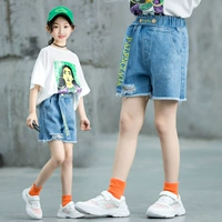 Quần short denim nữ 2019 mới nước ngoài quần hot phiên bản Hàn Quốc của mạng lưới nữ màu đỏ trinh nữ lớn - Quần jean chân váy bò bé gái 