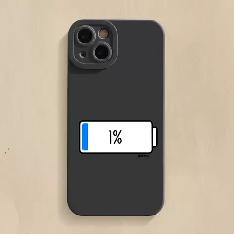 Battery Low Illustration New Phone Cases Covers Matte Silicone TPU iPhone 15, iPhone 14, iPhone 13, iPhone 12, iPhone 11