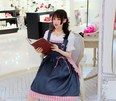 taobao agent Genuine fresh retro denim sleevless dress, long skirt
