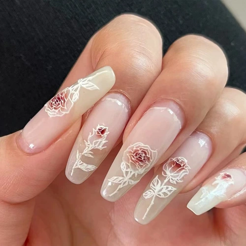 Трехмерная наклейка для маникюра с розой в составе, наклейки для ногтей для ногтей, популярно в интернете