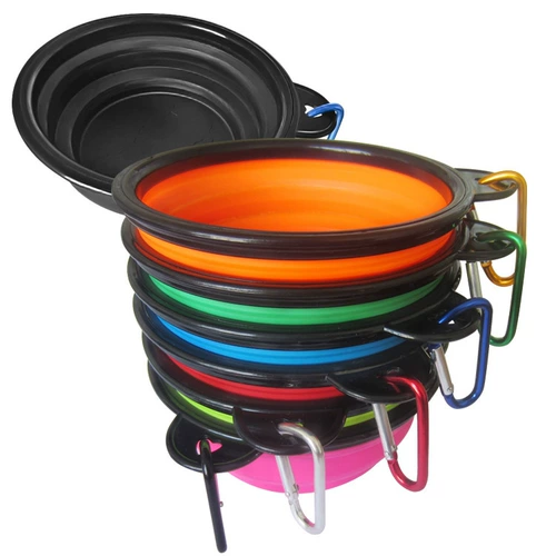 Собачьи кошки выходят с портативной складной миской Золотые волосы лабрадор медведь большие маленькие и средние собаки, чтобы сложить миску