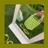 Зеленая акриловая сумка с бусинами, набор материалов, барсетка, сода, DIY