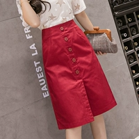 Красная летняя длинная универсальная юбка, сумка, высокая талия, средней длины, коллекция 2023, с акцентом на бедрах