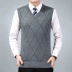 Mùa thu và mùa đông áo len nam cổ chữ V trung niên màu áo len rắn áo len kinh doanh vest giản dị nam áo khoác len dáng dài hàn quốc Dệt kim Vest