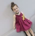 2018 cô gái mùa hè mới quần áo trẻ em trẻ em công chúa váy bé Hàn Quốc phiên bản của V-cổ treo váy công chúa váy 1432