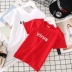2018 mùa hè Hàn Quốc phiên bản của vòng cổ thư giản dị ngắn tay lỗ rỗng tình yêu trẻ em của T-Shirt đáy áo 5031