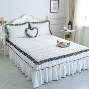 Hàn Quốc bông ren giường bao gồm giường váy mảnh duy nhất bông trắng xù công chúa gió bông độn bảo vệ bao gồm