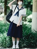 Оригинальная студенческая юбка в складку, милый базовый комплект, короткий рукав
