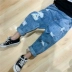 Mùa xuân và mùa thu 2019 mới bé trai và bé gái quần jeans trẻ em Hàn Quốc lỗ quần denim - Quần jean