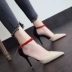 New side air cao gót nữ sandal khóa từ của cô gái với giày cao gót nhọn màu gợi cảm phù hợp với giày nữ rỗng dép quai hậu nữ đẹp Sandal