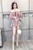 Mùa hè phiên bản Hàn Quốc của hộp đêm phụ nữ khí chất áo quây tay áo sọc từ vai eo váy gợi cảm gửi hang váy xòe xếp ly eo	 Váy eo cao