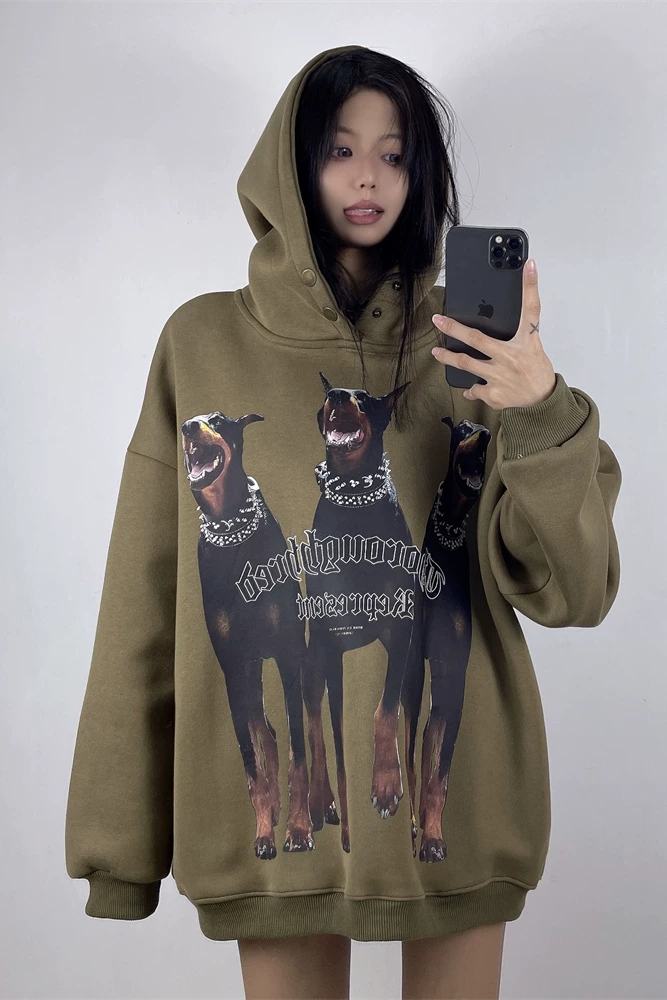 Осенний ретро-худи, европейский стиль, oversize, для любимых