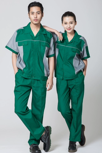 Летний зеленый комбинезон для работы, короткий рукав