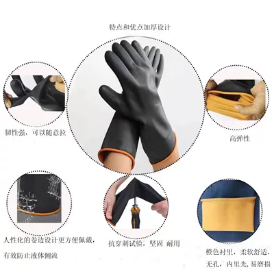 Găng tay cao su bảo hộ lao động chống axit và kiềm công nghiệp chống mài mòn làm dày hóa chất chống ăn mòn găng tay cao su kéo dài găng tay cao su công nghiệp 
