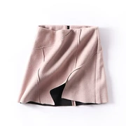 [] mưa mưa của phụ nữ I ¥ 1 mùa thu Hàn Quốc phiên bản của lỏng rắn màu cao eo váy len váy váy ngắn