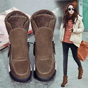 Phiên bản Hàn Quốc của ưu đãi đặc biệt mùa thu đông mới cộng với giày cao gót nhung nữ có khóa kéo cao gấp đôi để giúp giày thông thường dày len ấm