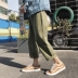 Đẹp bẩn cửa hàng Nhật Bản đơn giản đơn giản lỏng thẳng quần giản dị quần áo bảo hộ lao động nam quần vải hậu quần chín quần