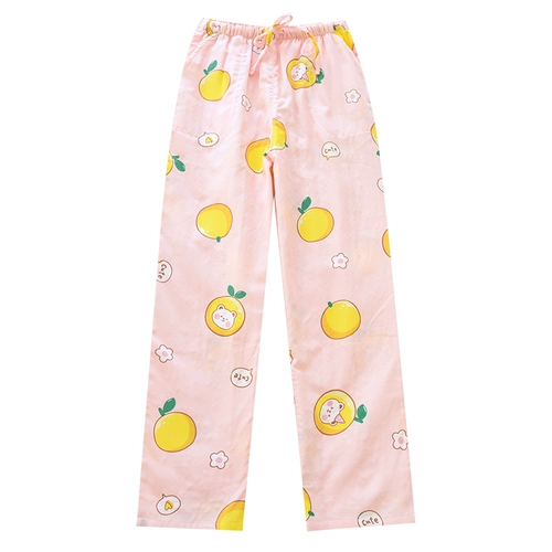 Хлопковые марлевые осенние летние тонкие японские мультяшные штаны для отдыха, свободный крой
