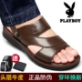 Dép Playboy nam mùa hè phiên bản Hàn Quốc xu hướng 2019 giản dị chất liệu da mềm đế mềm chống trượt đế mềm đi biển đôi - Sandal giày lười nam