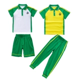 Зеленая форма для школьников, летняя одежда, футболка подходит для мужчин и женщин, хлопковый комплект