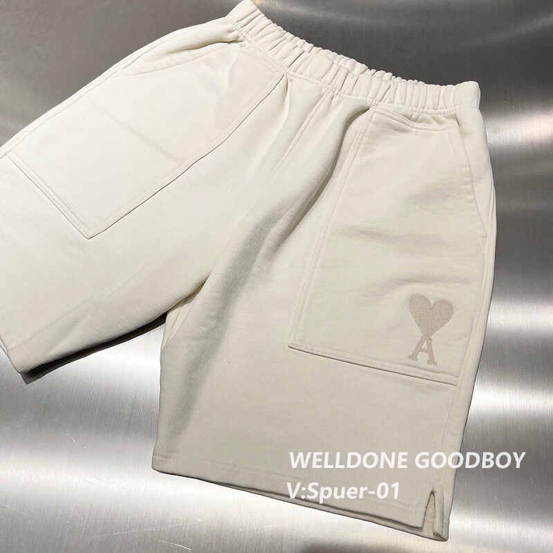 Off WhiteAmi2021 Spring and summer New products Great love Peach heart A letter Embroidery men and women leisure time motion shorts Capris