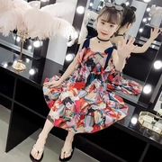 CN9310 2019 Trẻ em mùa hè Mặc trang phục châu Á mới cho bé gái Áo dài vừa phải Big Boy Sling Dress. Xói mòn - Khác