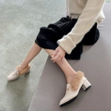 Обувь, демисезонные флисовые туфли для кожаной обуви на высоком каблуке, коллекция 2022