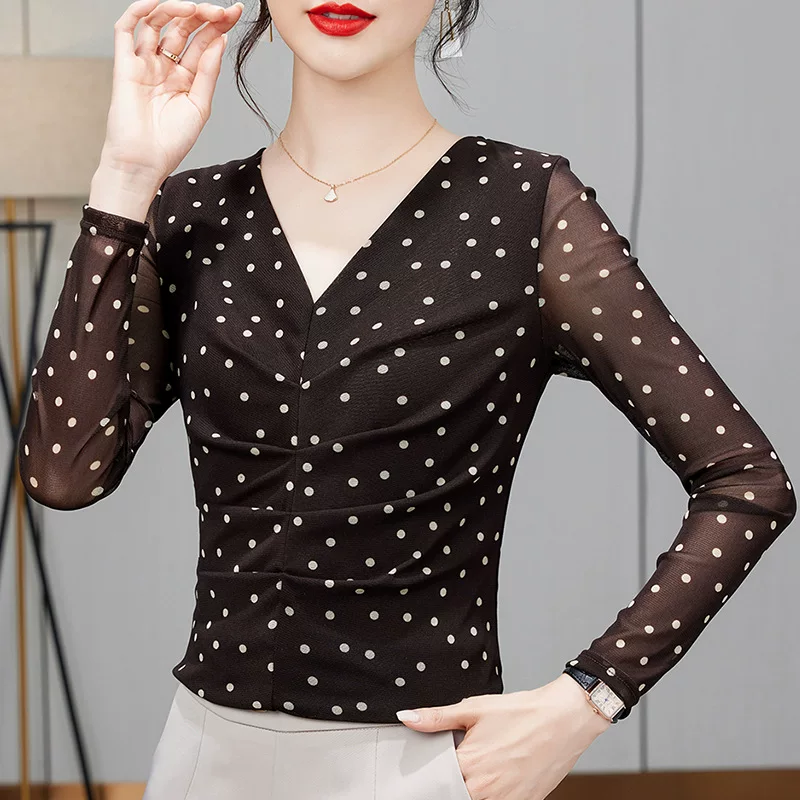 Осенняя базовая_body-friendlym fashionable длинный рукав, V-образный вырез