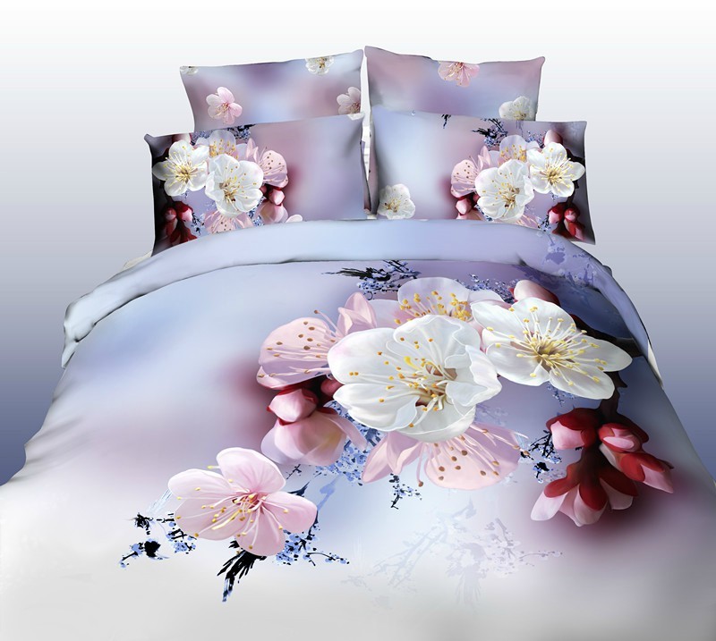 3d phiên bản lớn bốn bộ da bông giường màu vàng tối lớn hoa khăn trải giường quilt hoa hồng trắng chăn ga gối everon