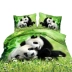 3D ba chiều màu xanh lá cây bốn mảnh da cotton bộ đồ giường gấu trúc phiên bản lớn của cỏ động vật tấm chăn - Bộ đồ giường bốn mảnh
