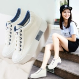 Высокая дышащая универсальная белая обувь, тканевая повседневная обувь на платформе для отдыха, 2023, в западном стиле, в корейском стиле, подходит для подростков