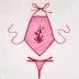 Nữ tính sling đồ lót trong suốt tạp dề thiết lập cổ tòa án túi màu đỏ treo cổ ba chất béo mm cổ điển tạp dề