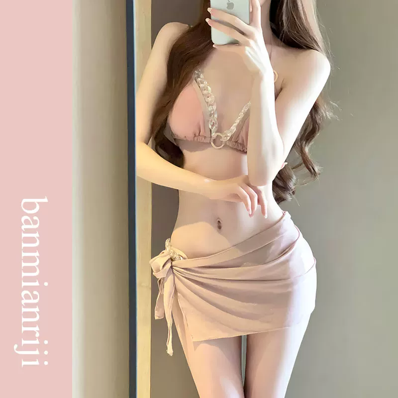 Split sexy set, beach swimwear, 3 piece set