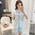 Mùa hè đồ ngủ của phụ nữ cotton ngắn tay cardigan phần mỏng Hàn Quốc phiên bản của ngọt ngào và đáng yêu ladies cotton mùa hè phục vụ nhà phù hợp với