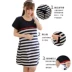 Cộng với phân bón XL thai sản quần áo mùa hè Hàn Quốc phiên bản của phụ nữ mang thai ăn mặc bông tops có thể được cho con bú phần dài 200 kg áo bà bầu Áo thai sản