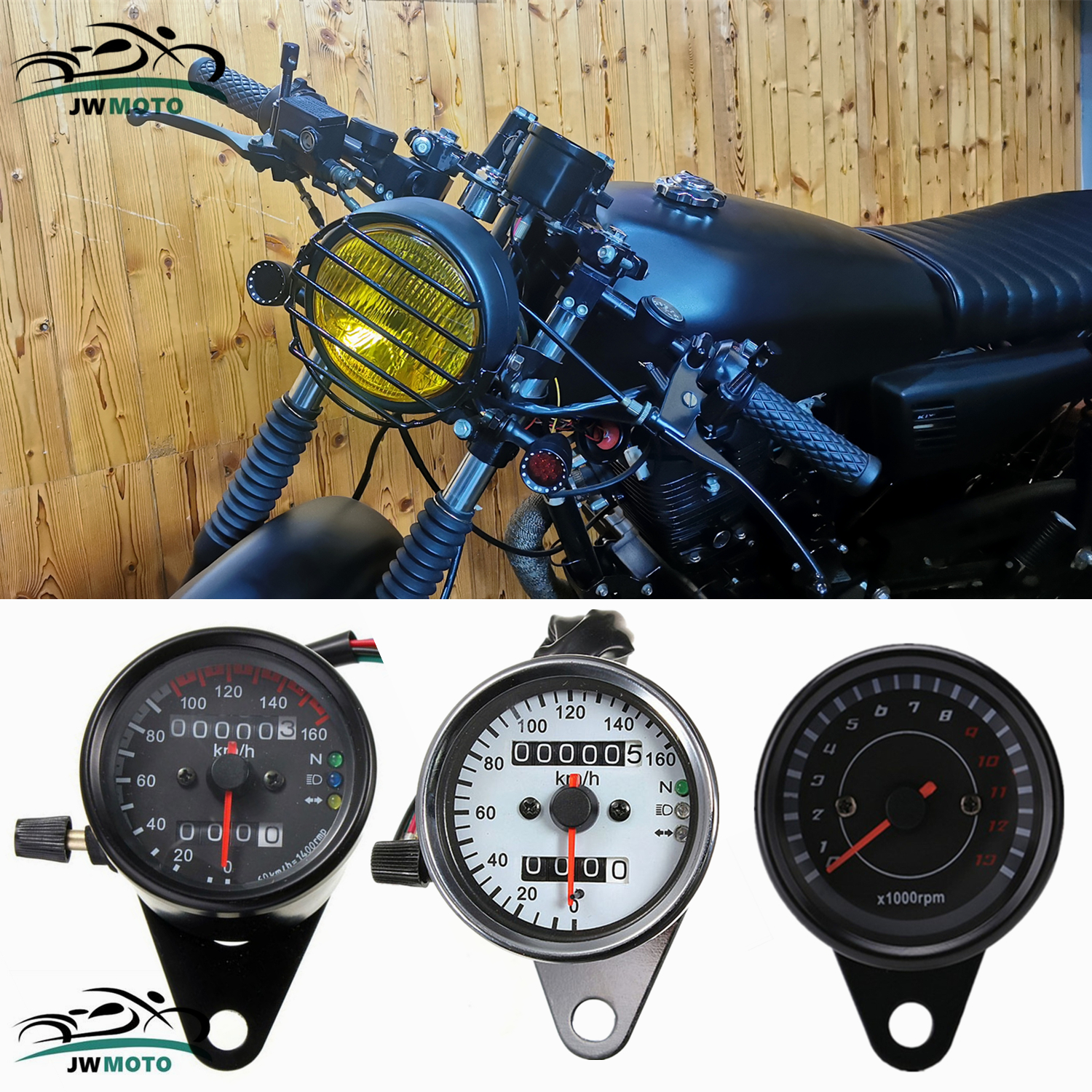 đồng hồ dán xe máy Xe máy retro sửa đổi nhạc cụ đo quãng đường LED hai màu nhạc cụ kép quãng đường nhạc cụ đo tốc độ lắp ráp công tơ mét ô tô đồng hồ daytona xe máy