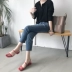 2018 mới của Hàn Quốc chic đơn giản đa năng PU dày với một từ với dép nữ mở ngón chân dép La Mã nữ sandal đế cao Sandal