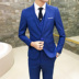 Phù hợp với phù hợp với phù hợp với nam giới ba mảnh chú rể váy cưới kinh doanh chuyên nghiệp Hàn Quốc phiên bản của tự canh tác bốn mùa màu xanh Suit phù hợp