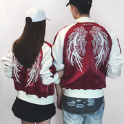 Mùa xuân áo khoác nam và phụ nữ wings thêu Harajuku phong cách pilot áo khoác thanh niên phần mỏng tide thương hiệu những người yêu thích đồng phục bóng chày