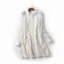 C24 mùa xuân mới đầm ren nữ phần dài Hàn Quốc tính khí dài tay áo trắng đơn ngực dưới váy 	váy nhung xếp ly eo Váy eo cao