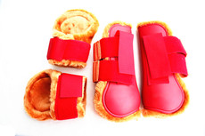 Защита для ног 红色马护腕加绒护蹄马绑腿 马术马具用品 2016障碍马护腿