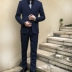 Phiên bản nam châu Âu của bộ đồ công sở phù hợp với màu xanh đậm chú rể người đàn ông tốt nhất váy cưới chuyên nghiệp phù hợp với bộ đồ ba mảnh - Suit phù hợp Suit phù hợp
